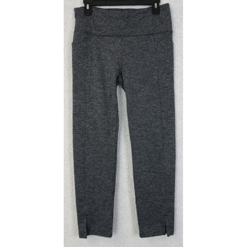Womens Athleta Gray Yoga Pants Gym Workout Size M Herringbone High Waist Spandex